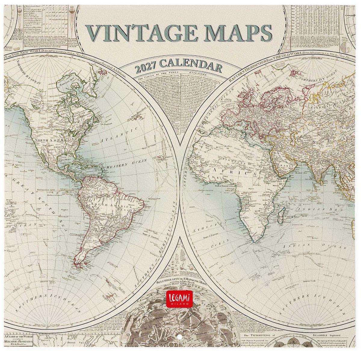 Legami Wall Calendar 2027 Vintage Maps