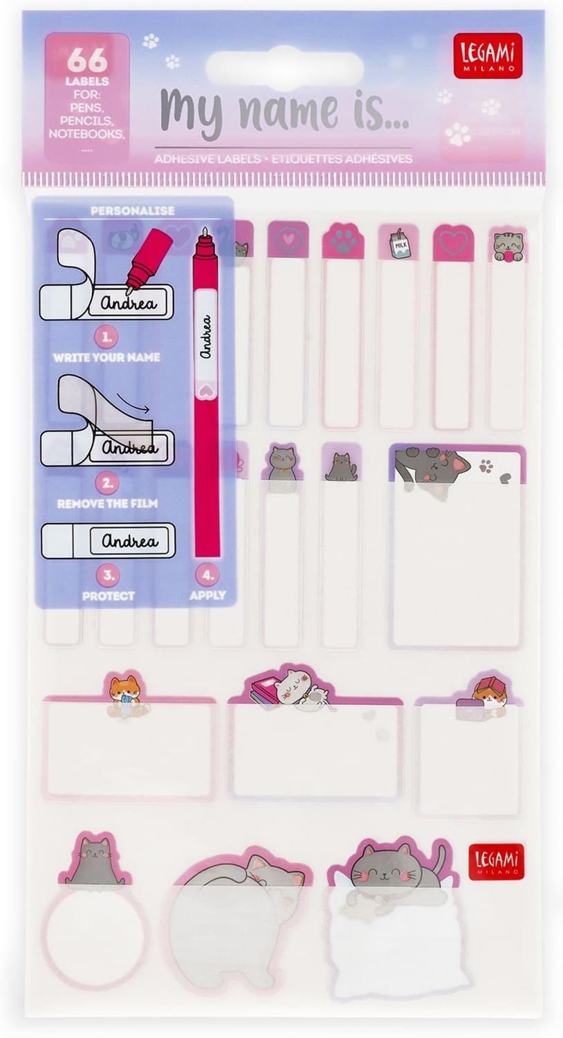LEGAMI Adhesive Labels 66 Pack - KITTY