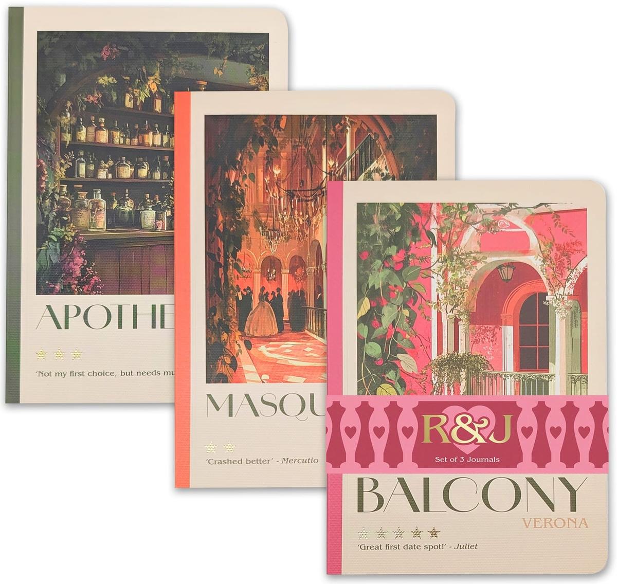Portico Romeo & Juliet B6 Journals 3 Pack