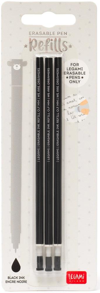 Legami Erasable Pen Refills Pack of 3 - Black