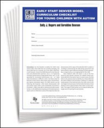 Early Start Denver Model Curriculum Checklist For Young Chil