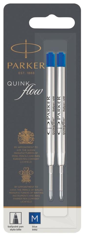 Parker Ballpoint Pen Refills Blue Quinkflow Ink 2 Pack