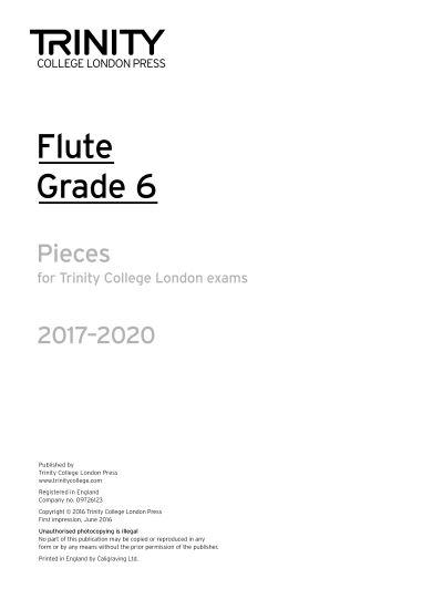 Trinity College London: Flute Exam Pieces Grade 6 2017-2020 (Part Only)