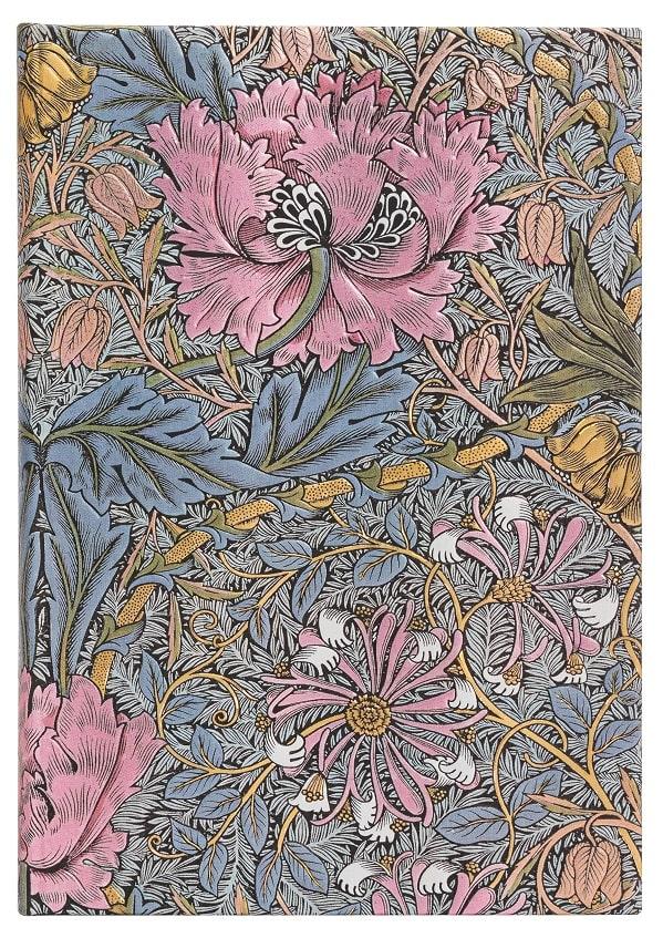 Paperblanks Morris Pink Honeysuckle Lined Midi Notebook