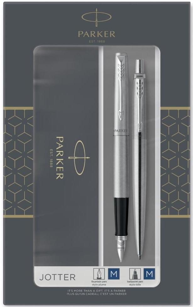 Parker Duo Set Jotter Stainless Steel Chrome Trim