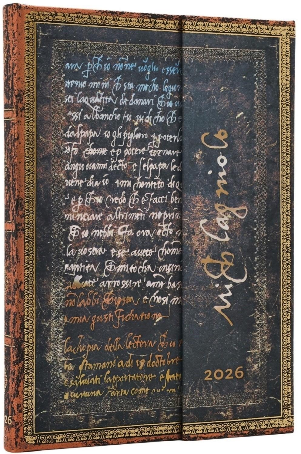 Paperblanks 2026 Michelangelo Handwriting Embllshd 12M Hor M