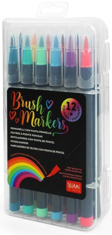 LEGAMI Brush Markers 12 Pack (Bright Colours)
