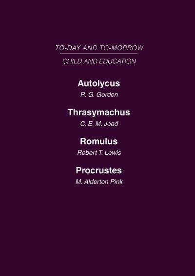 Child and Education: Mini-Set D Today & Tomorrow 2 Vols