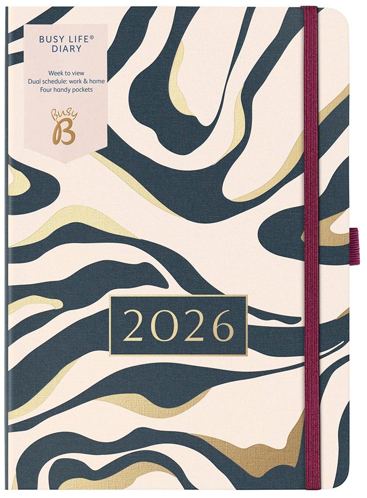 Busy B 2026 Busy Life Diary (Fabric) - Charcoal Marble.