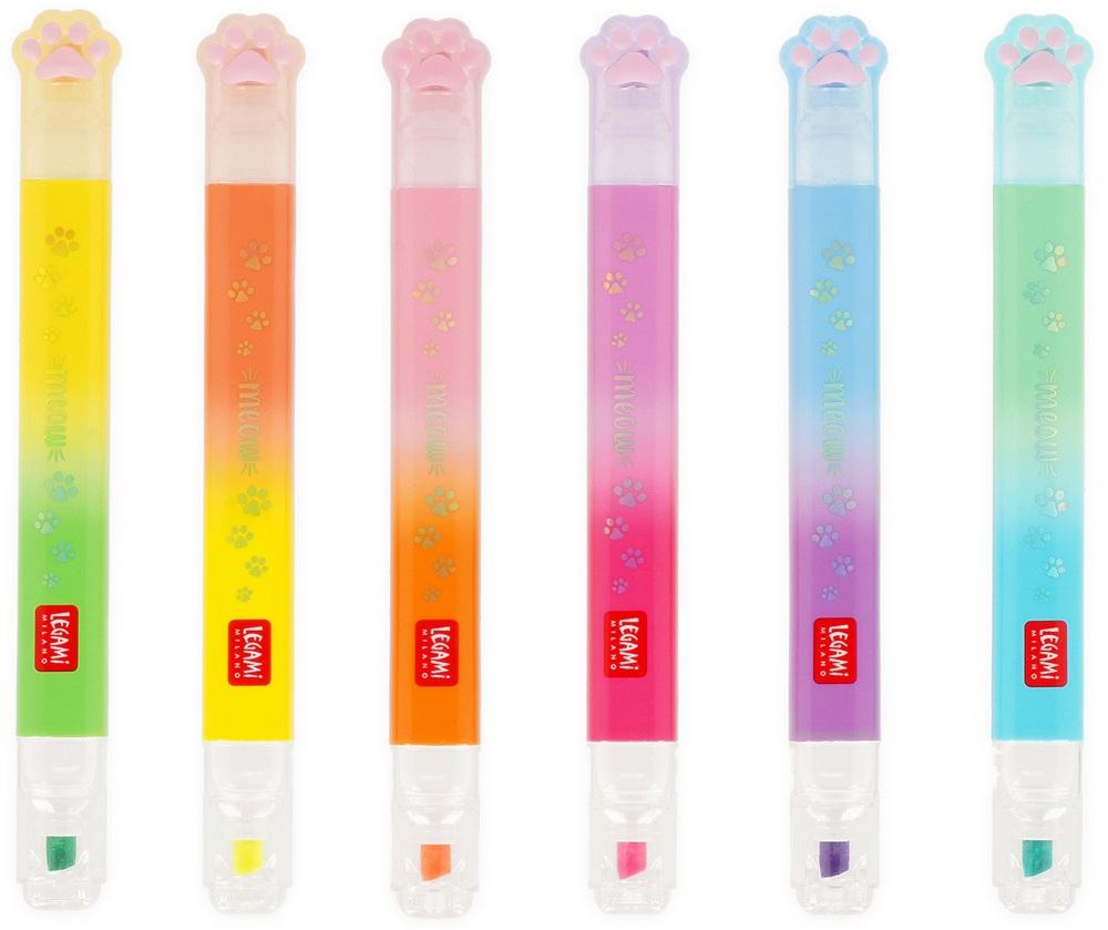 LEGAMI BTS 6 DUAL-TIP HIGHLIGHTERS - MEOW - KITTY