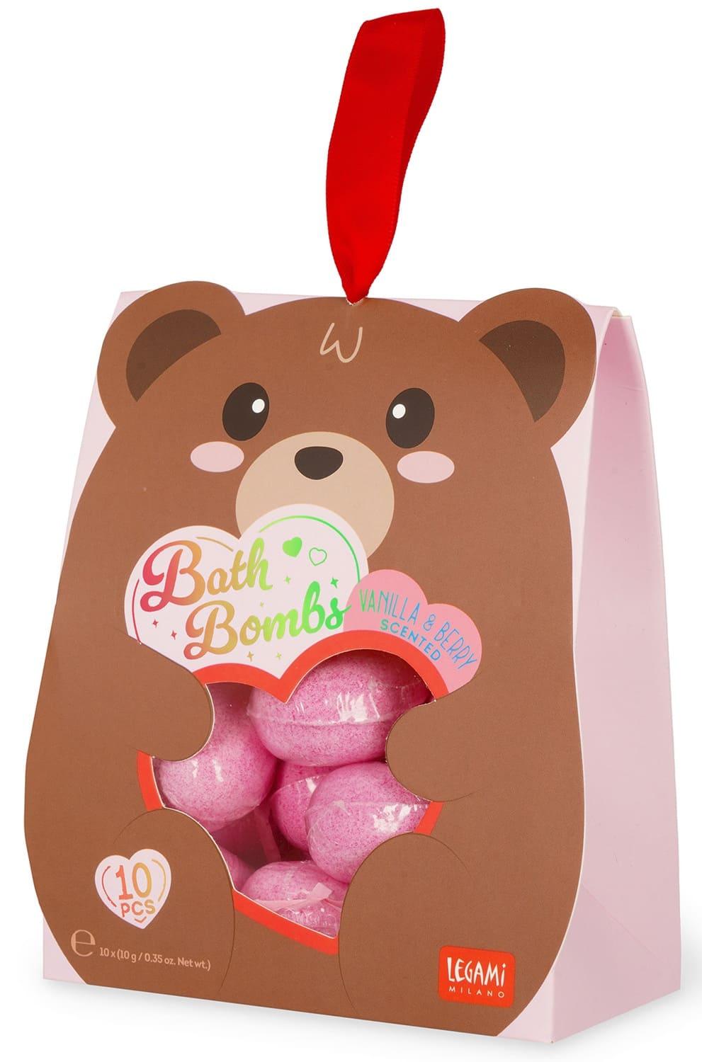 Legami Bath Bombs Teddy Bear Vanilla & Berry - Set Of 10